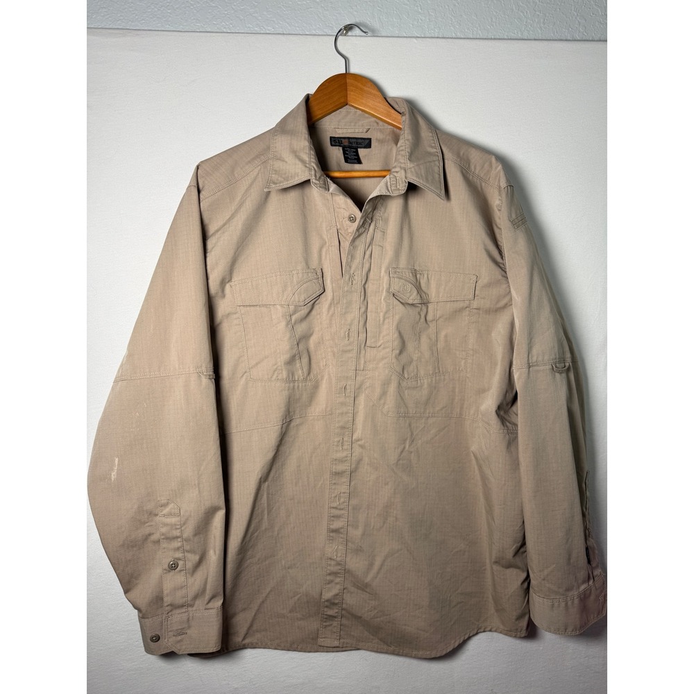 Ripstop 5.11 Tactical Long Sleeve Shirt Mens XL Tan Good